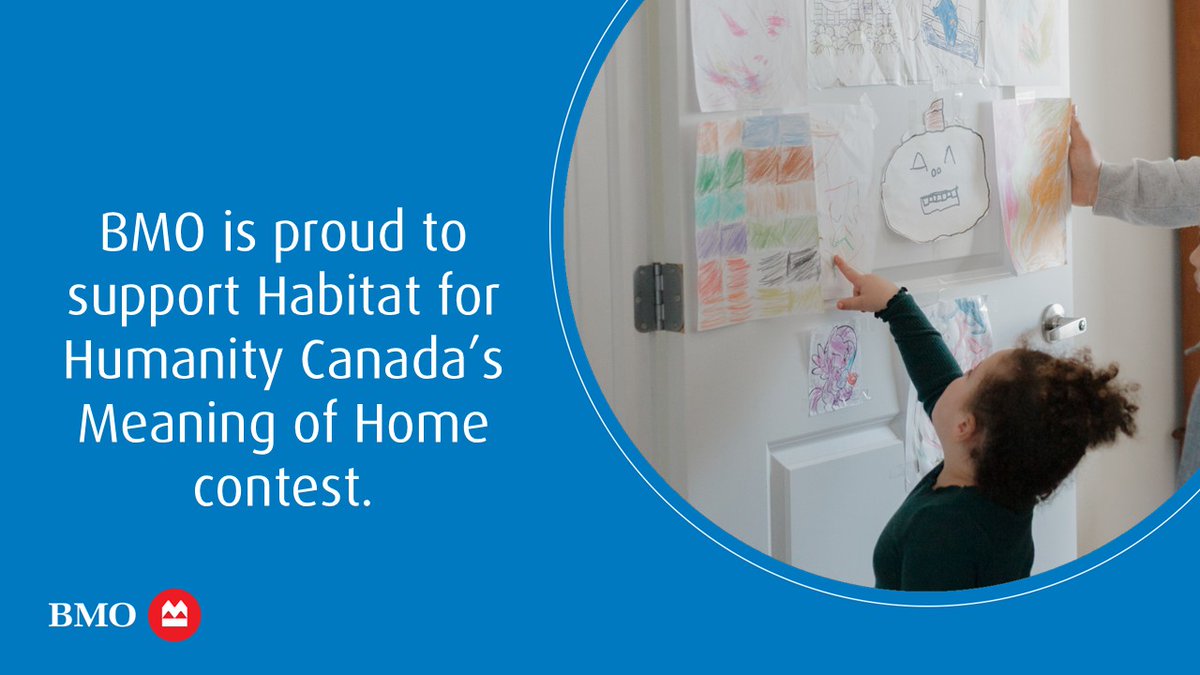BMO is proud to support Habitat for Humanity Canada's Meaning of Home contest, which encourages students across Canada to share what home means to them while helping advance affordable housing efforts in their communities.

Learn more: spr.ly/61106hBjVm

#ProudToWorkAtBMO