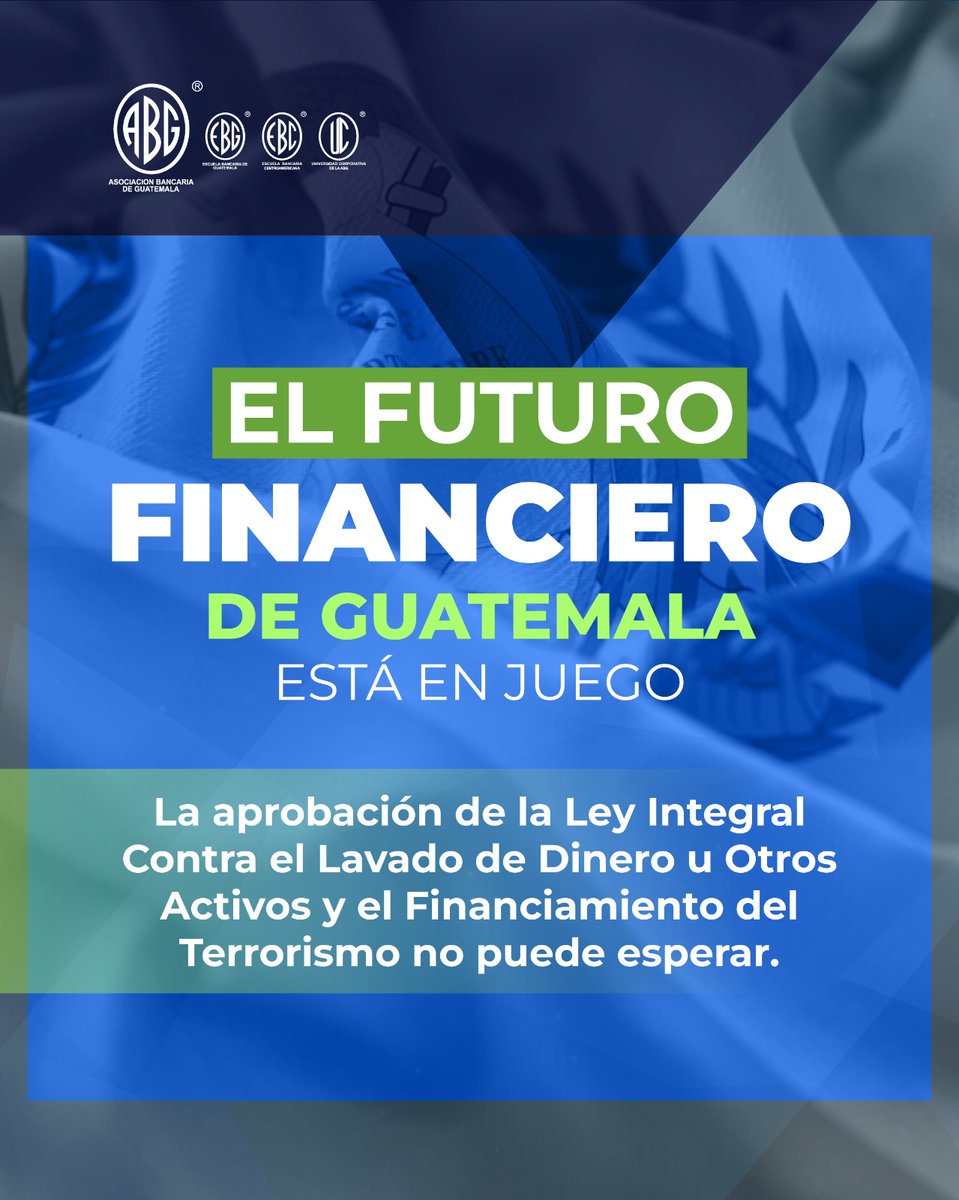 Esta ley es clave para proteger la estabilidad económica, fortalecer el sistema financiero y asegurar que Guatemala siga siendo un país competitivo.  DEBE APROBARSE SIN PERDER TIEMPO.

#LeyContraElLavadoDeDinero #GuatemalaAvanza #UrgenciaNacional