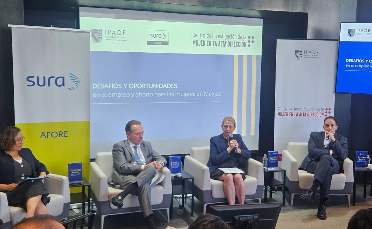 ipade's tweet photo. ¿Cómo influyen las brechas de género en la vulnerabilidad financiera de las mujeres?📊 El nuevo estudio del #CIMAD de IPADE, realizado con @GRUPOSURA y presentado por la profesora Yvette Mucharraz, aporta datos clave. https://t.co/xpx0wODjr6