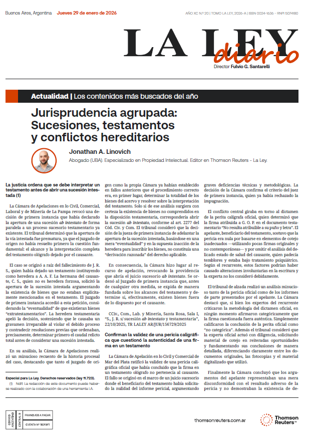 [𝗛 𝗢 𝗬 en el #DiarioLaLey ]                                               

✍🏻Actualidad por  Jonathan A. Linovich ( <a href="/JLinovich/">Jonathan Linovich</a> )