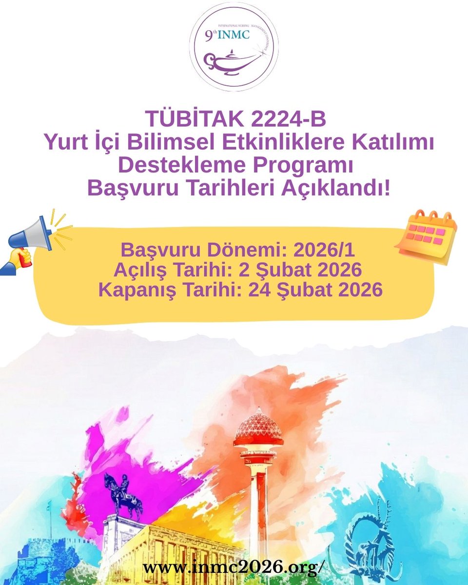 INMConference's tweet photo. Sayın Meslektaşlarımız,
9. Uluslararası Hemşirelik Yönetimi Kongresi (9th INMC)’ne poster ve/veya sözel bildirilerinizle katılmak için TÜBİTAK 2224-B Yurt İçi Bilimsel Etkinliklere Katılımı Destekleme Programından destek alabileceğinizi biliyor musunuz? https://t.co/8ZsqwbIVze