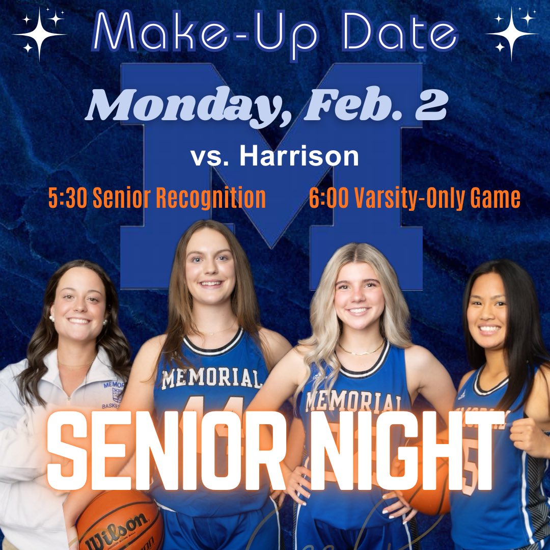 🎬Take 2: Senior Night has been rescheduled for Monday at 5:30 at Memorial. Please join us as we honor and celebrate these four incredible student athletes! #FTF