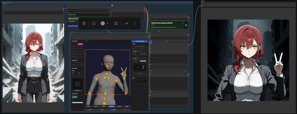 動いたけどけっこう重いな…qwen image editじゃなくてSDXLに繋げたらもっと軽快に動くのかな