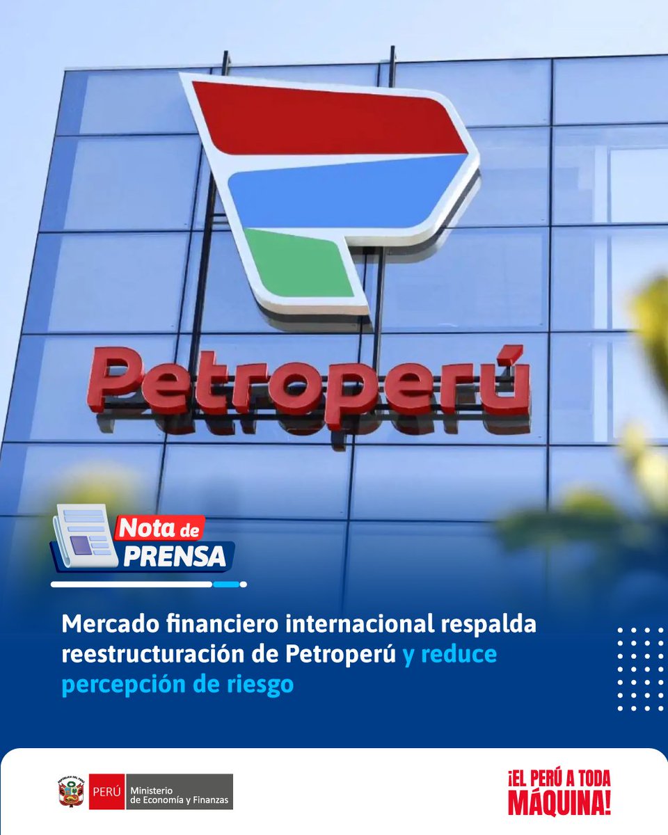 MEF_Peru's tweet image. #NotaDePrensa | 📈 Señales de confianza del mercado internacional
La reestructuración de #Petroperú muestra una respuesta positiva en el mercado financiero internacional. El bono 2047 elevó su cotización de 63,8 % en diciembre de 2025 a 68,5 % en enero de 2026, reflejando una