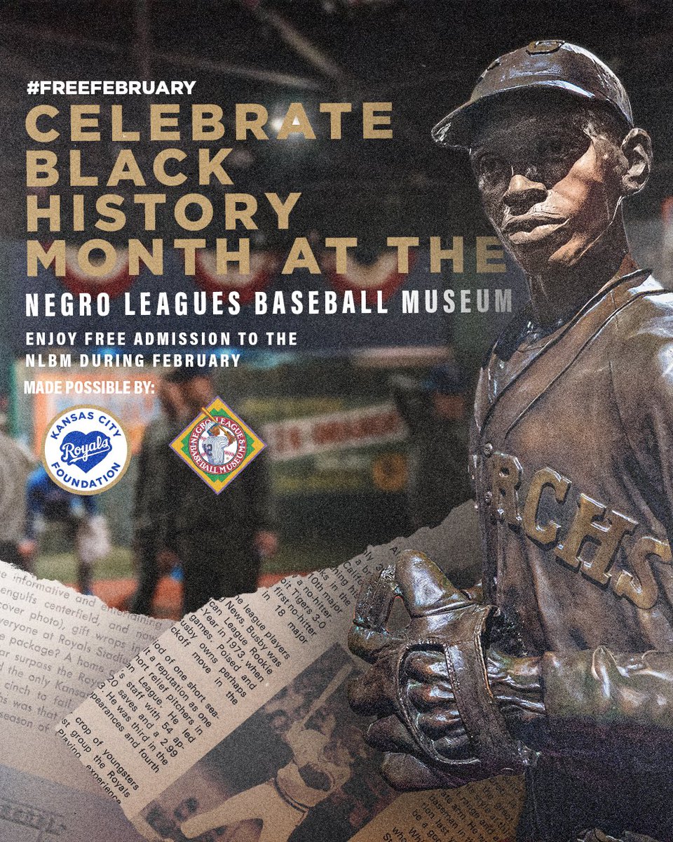 For the 5th consecutive year, the <a href="/KCRoyalsFdn/">Kansas City Royals Foundation</a> is making admission to the <a href="/NLBMuseumKC/">Negro Leagues Baseball Museum</a> FREE to all who visit during the month of February!

Make plans to visit. We encourage groups to reserve by calling (816) 221-1920. 

<a href="/MLB/">MLB</a> <a href="/MLBNetworkRadio/">MLB Network Radio on SiriusXM</a> <a href="/Royals/">Kansas City Royals</a> <a href="/MLBONFOX/">FOX Sports: MLB</a> <a href="/sn_mlb/">Sporting News MLB</a> <a href="/KCStar/">The Kansas City Star</a>