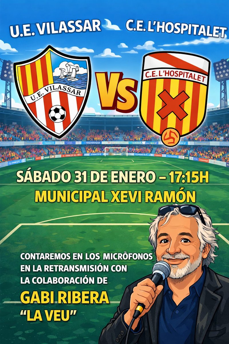 HospiRadio's tweet photo. Contaremos con la colaboración de nuestro amigo @LAVEU . No te pierdas algo así, buscaremos los tres puntos ,en la mejor compañía!!! https://t.co/vLoN26D5TX