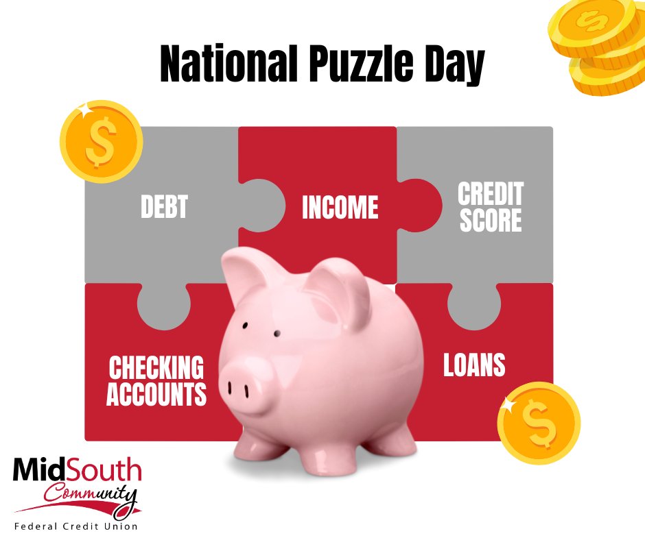 MidSouthCFCU's tweet photo. You don't have to feel puzzled by your finances. Schedule a complimentary Financial Checkup and chat with our Member Service team to feel confident and in control of your money. #MidSouthCommunityFCU

Visit our website to make your appointment! https://t.co/gYxSqLuwHV