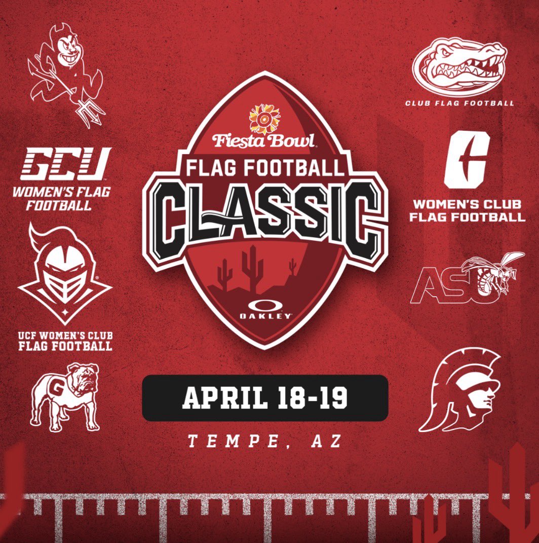 RossDellenger's tweet photo. Interesting news coming soon from the Fiesta Bowl: The creation of a first-ever national collegiate women’s flag football tournament featuring eight DI universities.

The event, hosted by Arizona State, is set for April 18-19. Flag football is a fast-riser among NCAA sports. https://t.co/Wa9iY6RsTQ