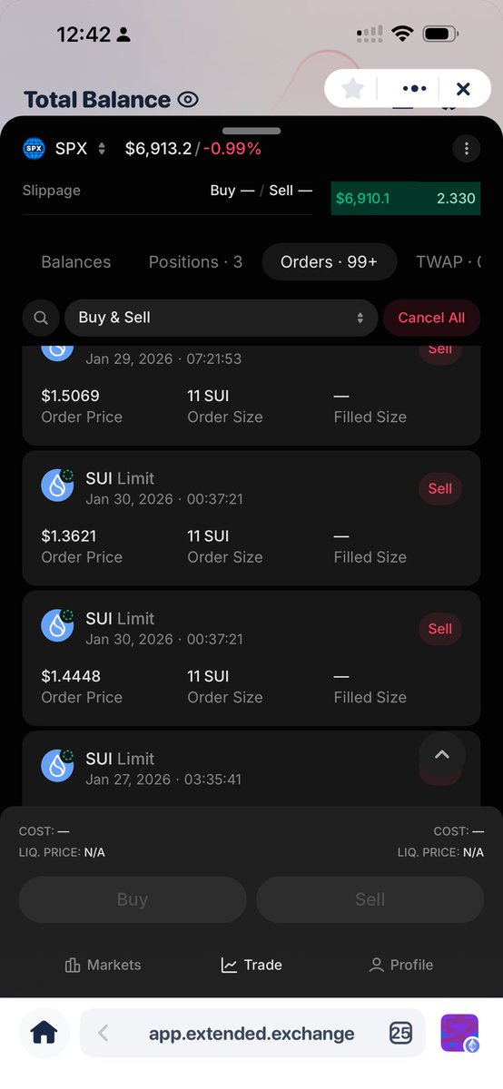 Mikejacking25's tweet photo. @dextrabot Could you explain what is happening ?

I set a grid bot for Sui , short direction for the range 1.3-1.6. 11Sui per grid.

But all of a sudden it had created huge long orders for me once SUI fell below 1.3. https://t.co/fZtUvIPXO5