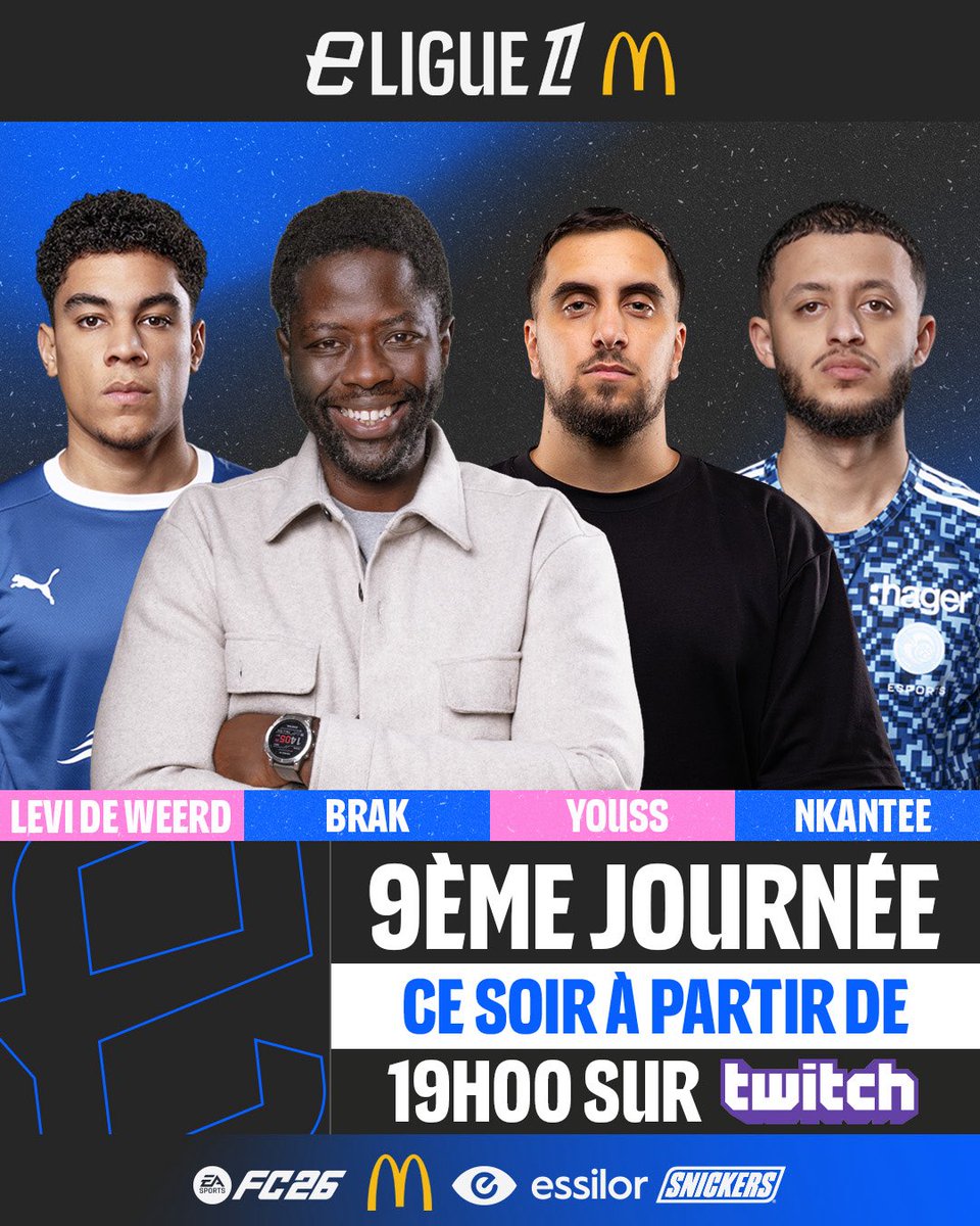 Rendez-vous ce soir pour suivre la J9 dans son intégralité 🔥

<a href="/FCL_eSports/">FC Lorient Esports</a> 🆚 <a href="/CF63_eSports/">🎮 CF63 eSports</a> 

<a href="/PSGeSports/">PSG Esports</a> 🆚 <a href="/SCOesports_/">Angers SCO Esports</a> 

<a href="/ESTAC_esports/">ESTAC Esports</a> 🆚 <a href="/RCSA_esports/">RCSA esports</a> 

<a href="/FCNantesEsports/">FC Nantes Esports</a> 🆚 <a href="/ASMonacoEsports/">AS Monaco Esports</a> 

Dernière journée avant une petite pause d’1 semaine 📺