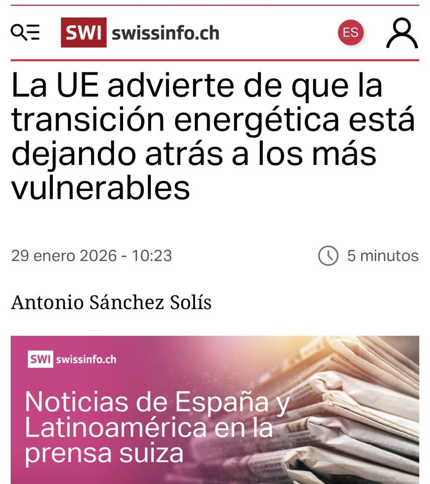 Hablamos con <a href="/tinamonge/">cristina monge 🇪🇺</a> <a href="/monteromonti/">José María Montero S</a> <a href="/rocioalgeciras/">rocio algeciras</a> de #transiciónjusta para que nadie quede atrás. OJO al informe que dice que hay políticas climáticas que carecen de un enfoque de derechos humanos y que las personas más vulnerables quedan descolgadas swissinfo.ch/spa/la-ue-advi…