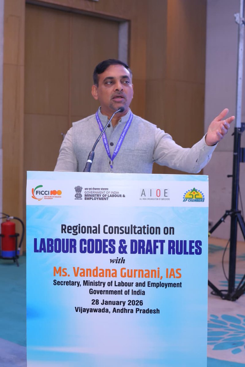 FICCI–<a href="/AlOE__India/">All India Organisation of Employers</a>, in association with the Andhra Pradesh Chambers of Commerce and Industry Federation, and Employers Federation of Southern India organised a Regional Consultation on Labour Codes &amp; Draft Rules in Vijayawada. Mr Ajoy Sharma, Additional Secretary,