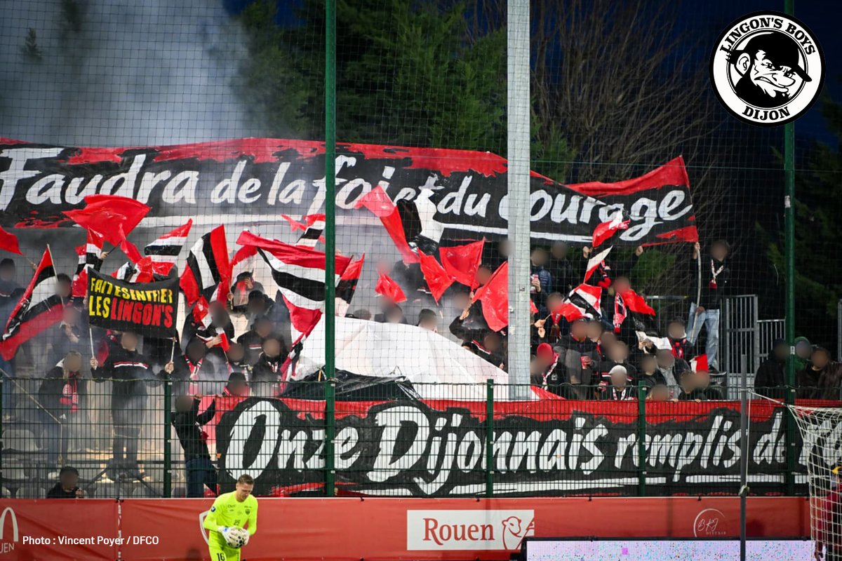 lingons_boys's tweet photo. FC Rouen 0-0 Dijon FCO (J18 - 24/01/2026)

120 Lingon's étaient présents à Rouen pour soutenir nos joueurs sur la pelouse du leader. Un soutien durant 95 minutes précédé d'une animation à l'entrée des joueurs.

Suite du championnat dès demain avec la réception de Saint-Brieuc ! https://t.co/1wBNoCGoO0