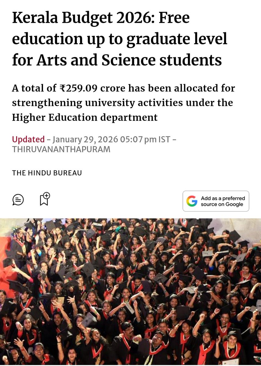 Congratulations to the LDF Government in Kerala and the Minister for Finance for delivering a budget that prioritizes people-centric growth, even as the state is facing financial strangulation by the Union Government.

This budget also marks historic firsts. Kerala has now become