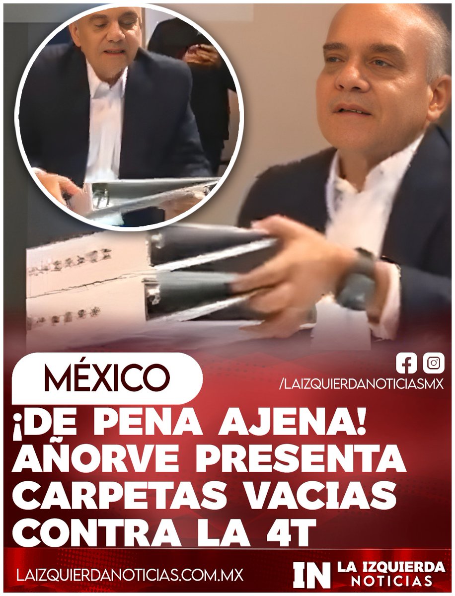 IzqNoticiasMx's tweet photo. ¡RIDÍCULO MONUMENTAL! El priista Manuel Añorve presenta “tres grandes carpetas contra la supuesta corrupción de la 4T” y ¡PURO ROLLO! estaban completamente vacías. Así los montajes del PRI para buscar salvarse desesperadamente de la extinción. https://t.co/8464f6woNb
