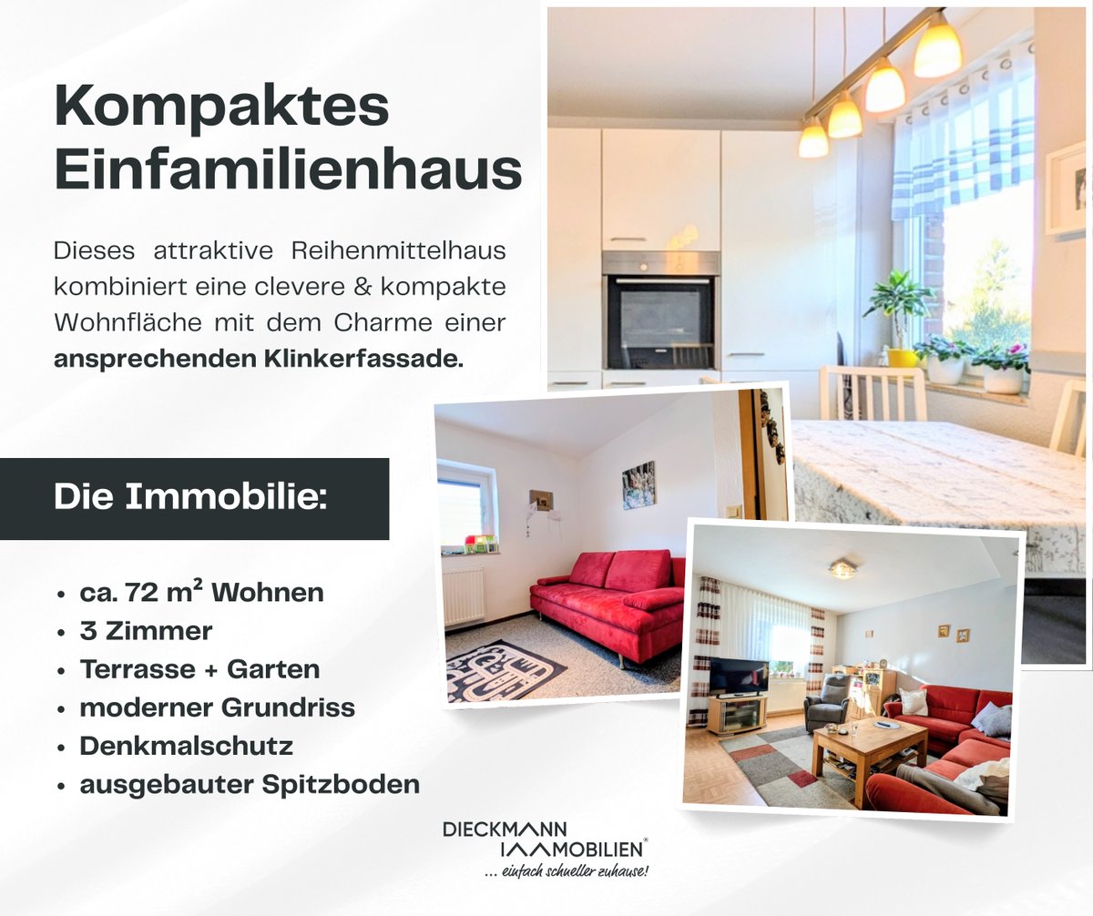 dieckmann_immo's tweet photo. #Reihenmittelhaus in #Duisburg #Beeckerwerth

- ca. 72m² 
- 3 Zimmer
- Gasheizung (2006)
- neues Dach + Dämmung (2006)
- inkl. Einbauküche

💰 Kaufpreis: 219.000,- €
(Provisionsfrei für den Käufer!)

https://t.co/r42Qs492SY

📲 (0) 20 3 - 48 29 83 6
📩 duisburg@immo-dieckmann.de https://t.co/73xFEjFZu8