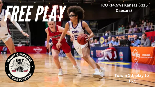 BetSheWins's tweet photo. 🚨FREE PLAY ALERT🚨

🏀TCU -15.5 vs Kansas (-115 Caesars)
💰 Risk 0.75U
📈 Play to -16.5 https://t.co/k23OPCNNY6