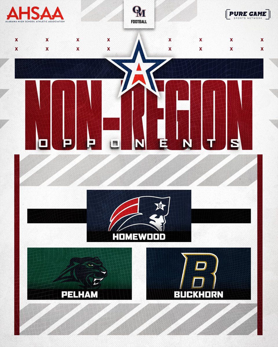 FootballOMHS's tweet photo. Non-Region Opponents.

#GOOM 

@BamaHSNews @AL7AFootball @AL1HighSchoolFB @DexPreps @YellowhammerFB @280Living @BirminghamSport @UnderLights365 @HallTechSports1  @RivalsWoody @samspiegs @ALcomBirmingham @Alabama_Varsity @JeremyO_Johnson @ExpoRecruits https://t.co/JPbE5gtRJQ
