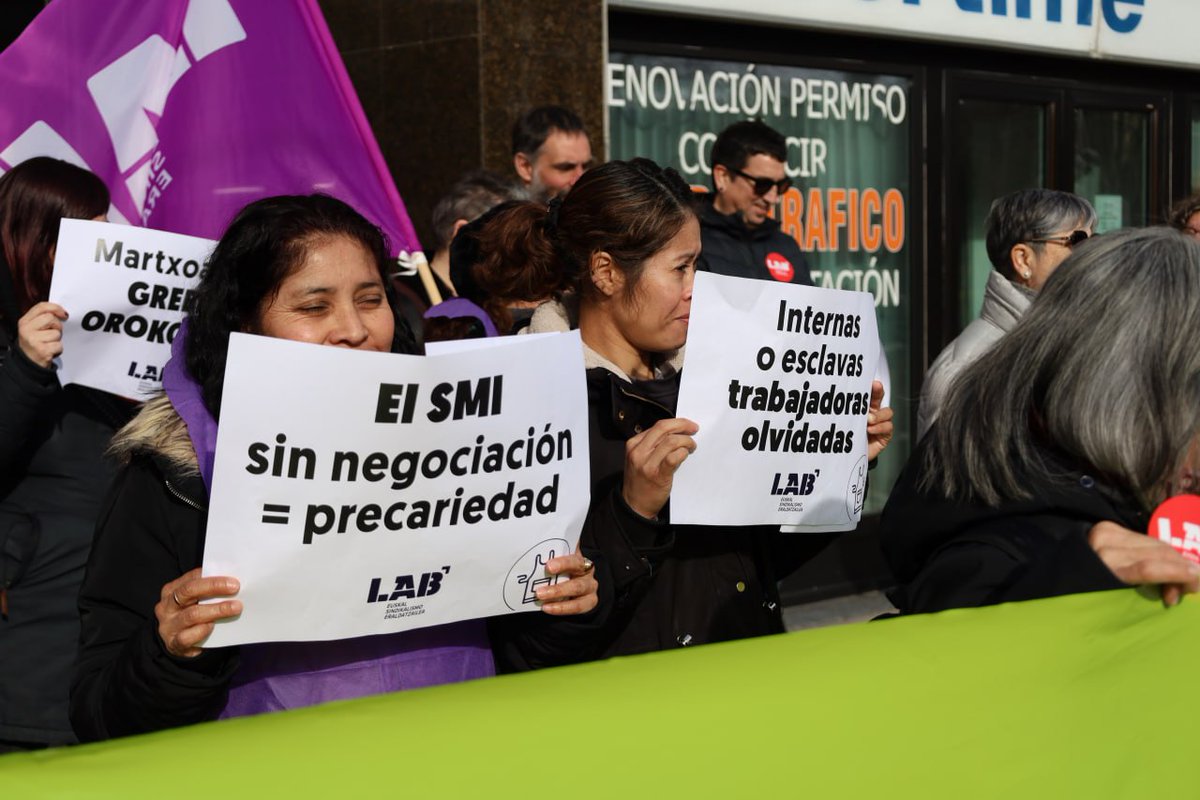 🗣️"..Cumplir con lo ratificado en el Convenio 189 de la OIT y garantizar el control  de las condiciones de trabajo en el empleo de hogar son una de las demandas de las trabajadoras de hogar de LAB ante inspección de trabajo..."

Etxeko langileak ere, Martxoak 17 Greba orokorra‼️