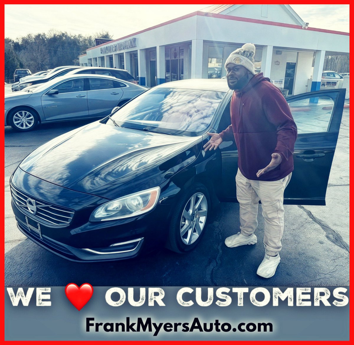 Derick ❤️’s the nicer, newer Volvo S60 that he bought from Tae at Frank Myers Auto Maxx. We❤️ our customers. We’re here to serve.

We want YOU to become a member of our family of happy customers.

Text/Call: 336-276-0065
Click: FrankMyersAuto.com