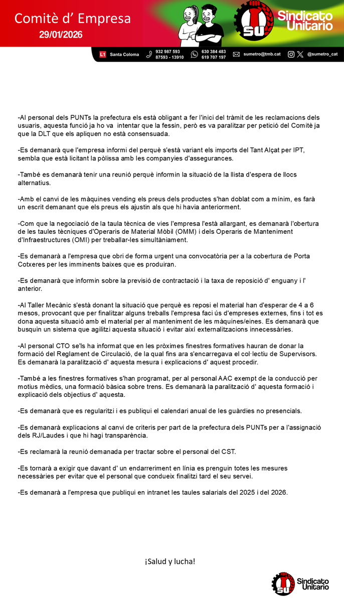 sumetro_cat's tweet photo. Publicamos el resumen del Comité de hoy.
Publiquem el resum del Comitè d'avui. https://t.co/Fkacn9QmWu