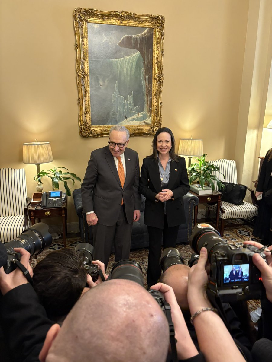 Leader Schumer meets with Venezuelan Opposition Leader Maria Corina Machado in his office at the Capitol