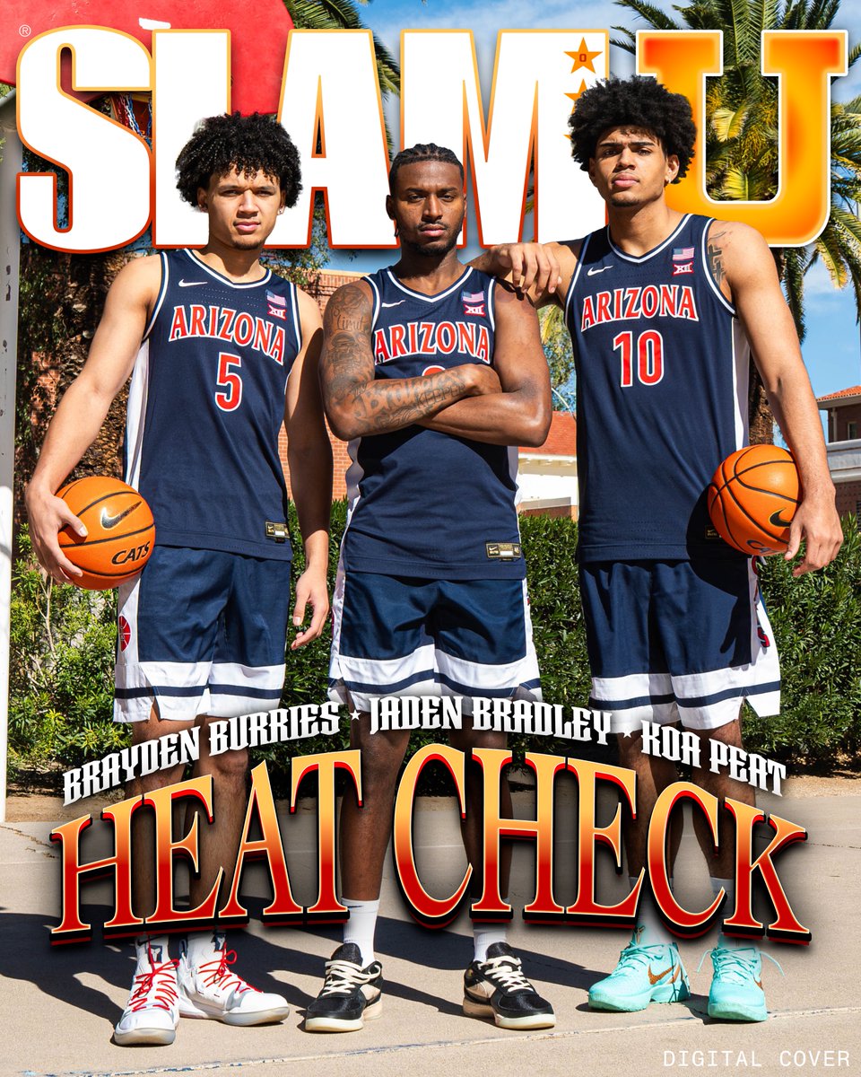 slam_university's tweet image. There’s an unrelenting heat bearing down on college hoops. Brayden Burries, Jaden Bradley and Koa Peat and Arizona are 21-0, the best start in program history. U of A's star trio covers SLAMU 18.

🔥 slam.ly/arizona