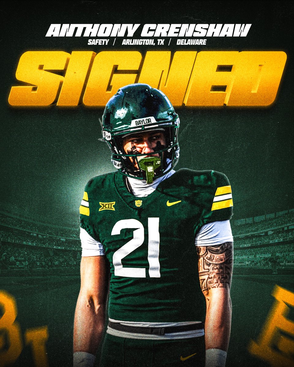BUFootball's tweet photo. Newest Member of the Baylor Family ➡️ @atxcrenshaw https://t.co/cMdOhKIkU0