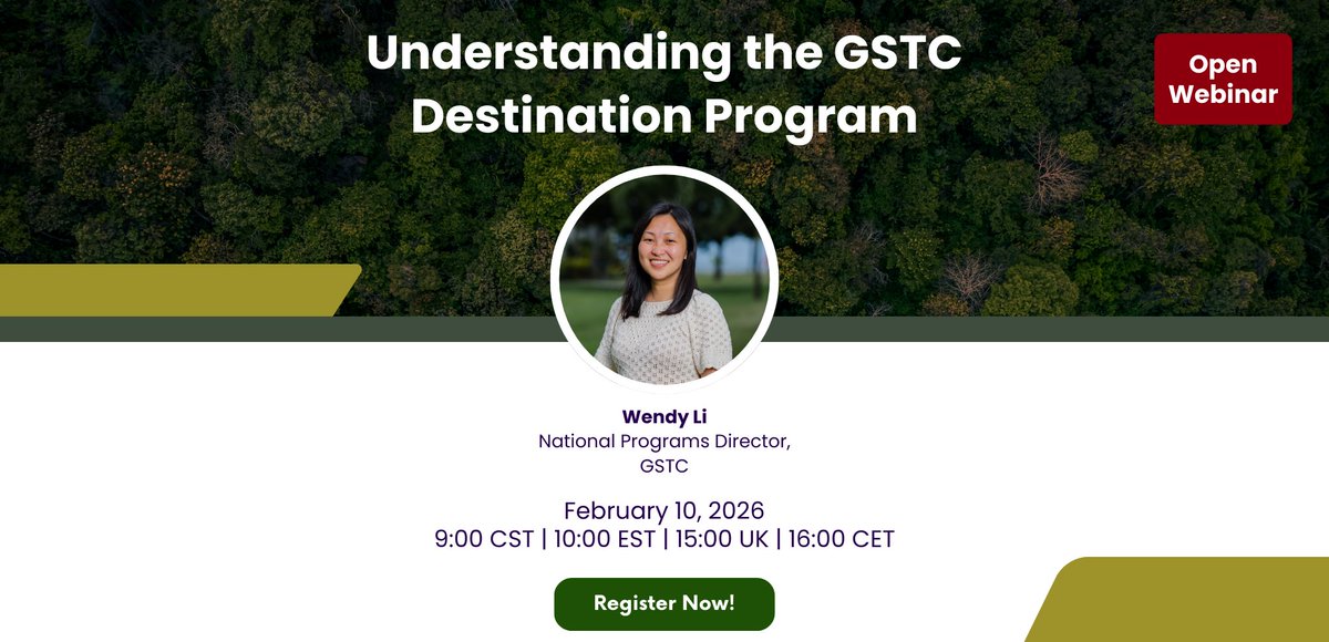 GSTC_'s tweet photo. 👋 We would like to keep up with the GSTC Global Community. Don't miss our Open #GSTCWebinar: Understanding the GSTC Destination Program.

👉 Register now here: https://t.co/pbeVspqPdV

#GSTC #GSTCWebinar #Sustainability #SustainableTourism #Destination https://t.co/Bwvseo3w1K