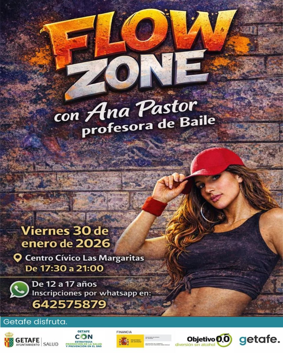 #FLOWZONE en los #FindesatuRollo  de Objetivo.00 
Mañana 30, Ana Pastor, música, baile y buen ambiente para 12-17 años.
Te esperamos en e Centro Cívico Las Margaritas de 17:30 a 21:00 h
 Envía un WhatsApp al 642 575 879 y reserva tu plaza 
#findesaturollo #FlowZone #ociosaludable