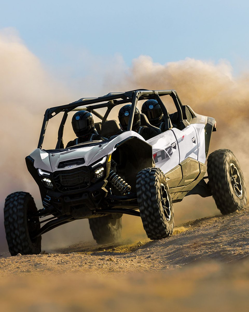 KawasakiUSA's tweet photo. Supercharge your next adventure with the new ICE GRAY color in the #Kawasaki Teryx4 H2 and Teryx5 H2 Deluxe eS sport side x sides. Look the part while blasting past the competition. #BuiltBeyondBelief #TeryxH2 #ProjectH2 #GoodTimes https://t.co/v1RLaCsHxG