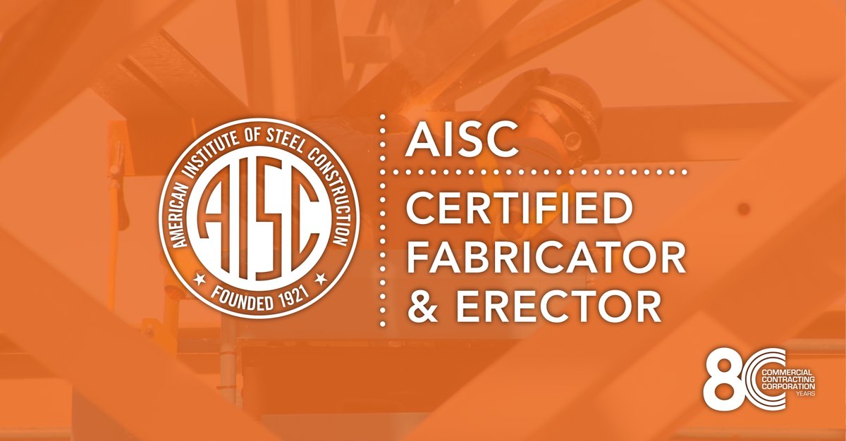 We are proud to be recognized as a Certified Fabricator by the American Institute of Steel Construction (AISC)! This certification is a testament to our dedication and ability to meet customer, quality, and regulatory requirements.
#CCC #AISC #Steel