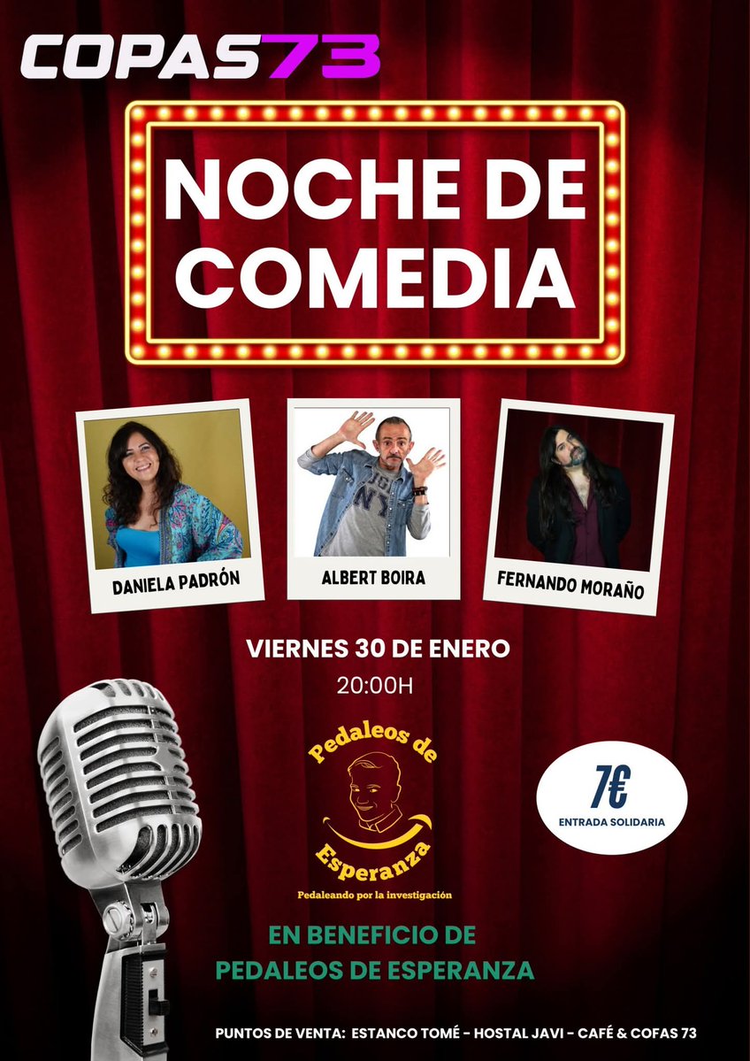 #nochedecomedia en #Belmez #Córdoba 
#abeneficio de #PedaleosdeEsperanza
 #Viernes #30deEnero 
#monologos .<a href="/albertboira/">albert boira</a> 
#fernandoMoraño #Dianelapadrón

#Córdobasedivierte #Humor 
#Notelopierdas #actobenefico