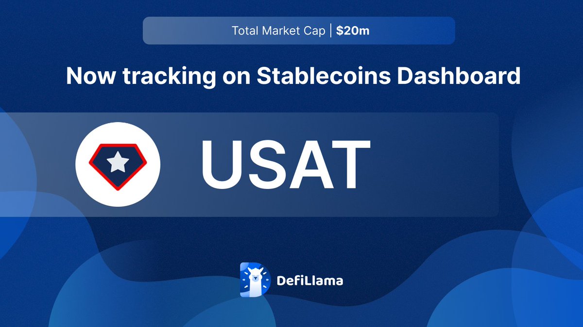 Now tracking @usat coin on our Stablecoins Dashboard Tether introduces  USAT, coins minted when authorized participants deposit U.S. dollars with Anchorage  Digital Bank, N.A., which issues USAT 1:1 onchain