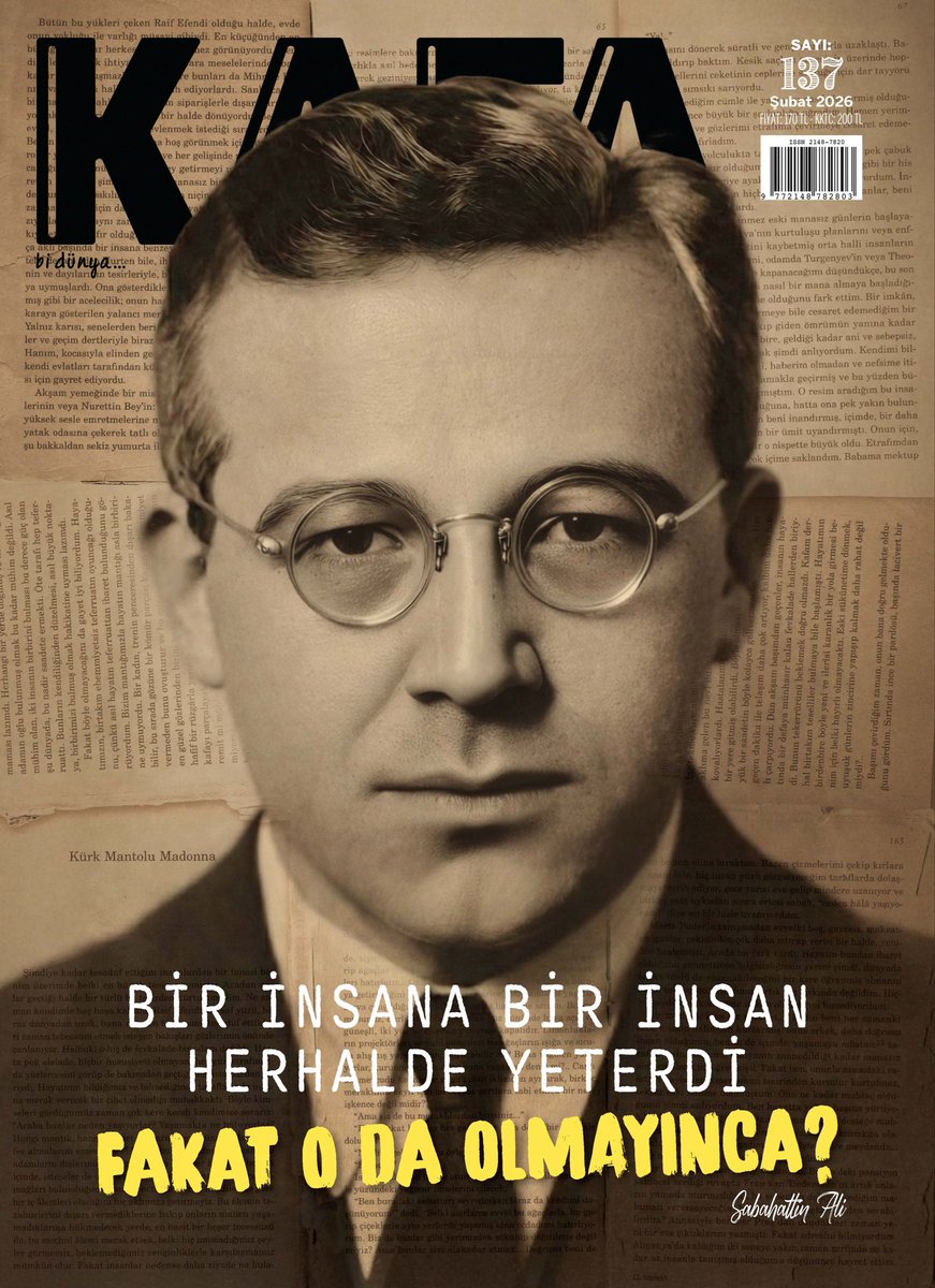 ”Bir insana bir insan herhalde yeterdi. Fakat o da olmayınca?” 

Şubat sayısı Sabahattin Ali kapağıyla çıktı. 🤎