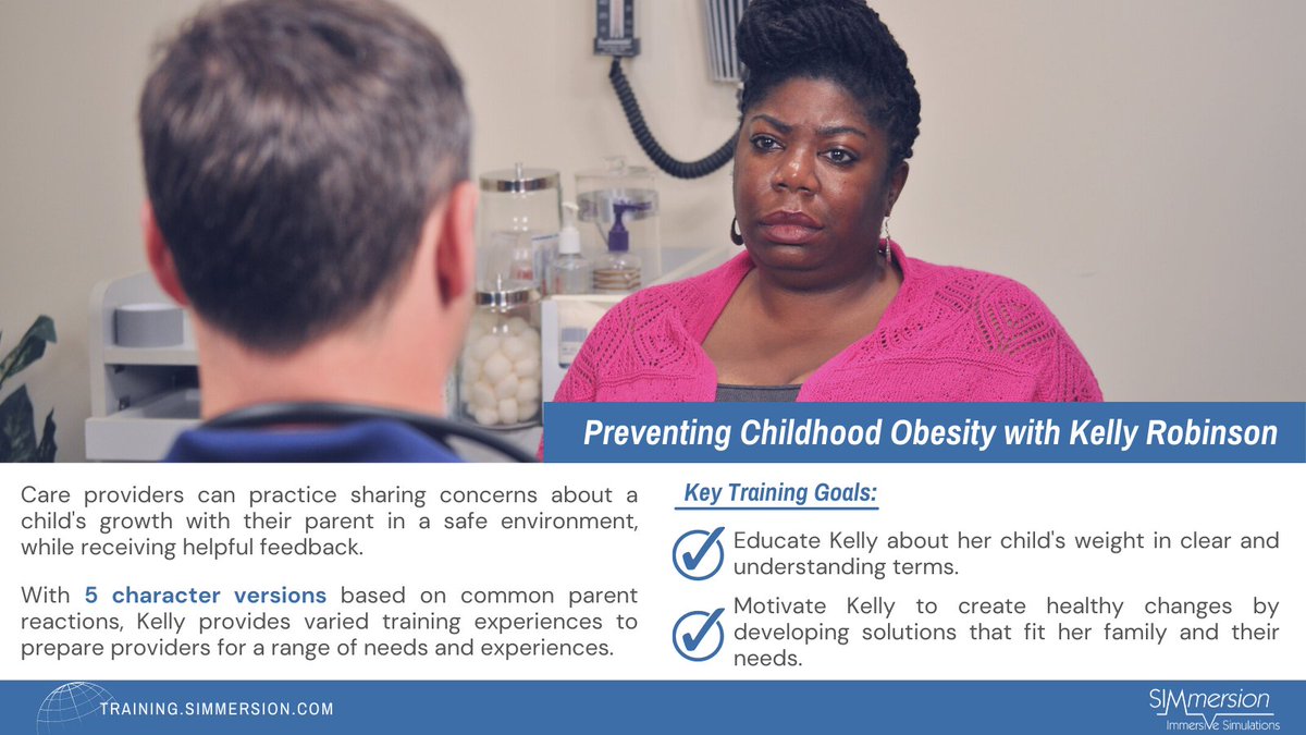 SIMmersion_PR's tweet image. Learn how to navigate sensitive health conversations with confidence. This training helps providers communicate obesity concerns with parents and set achievable goals for behavior change. #HealthCommunication #ObesityPrevention #HealthGoals