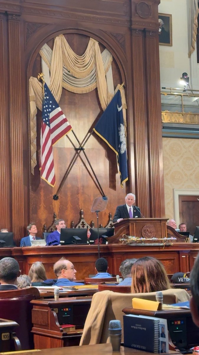 SCSenChaplin29's tweet photo. Last night Governor McMaster gave his 9th and final State of the State address. When he leaves office in January he will have been at the helm of our state for a decade. That makes Governor McMaster the longest serving governor in our state history. https://t.co/wdQNlr0gG5