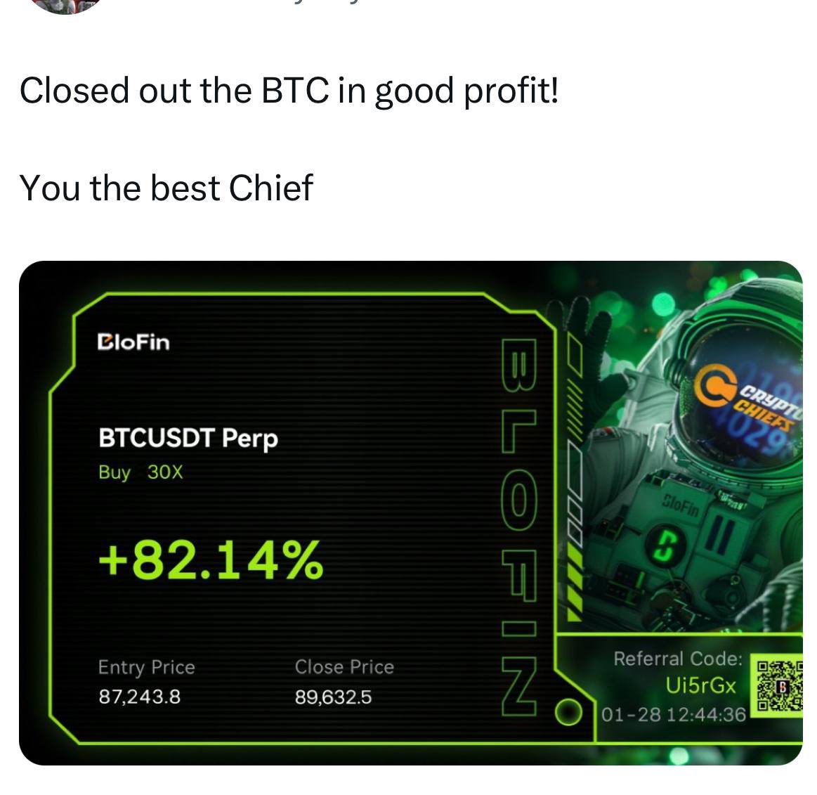 Another winning day in the Crypto Chiefs Premium Group 💰 Yesterday: ✓ $BTC  - TP3 HIT 🎯🎯 Ready for the next trade?🚀 JOIN US👇 https://t.co/cdp2zRr1bC