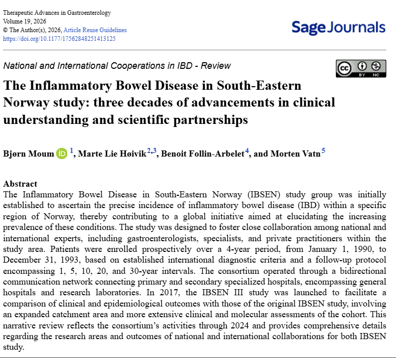 TAGastroenterol's tweet photo. This IBSEN study marks 30 years of IBD research, showing how long‑term population‑based cohorts advance understanding of disease course, outcomes and management, highlighting the value of sustained clinical collaboration. #IBSENStudy #IBD #GIResearch
https://t.co/vW3CJncio8 https://t.co/Qs91lRQndI