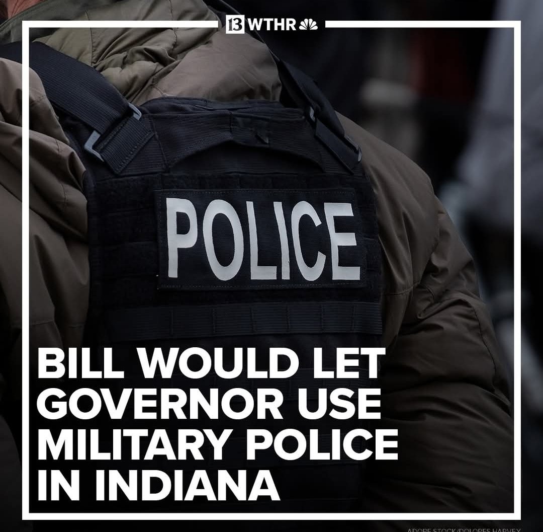 lbox327's tweet image. #Indiana 
#PoliceState 
#FuckTheSystem 

Should the governor be able to deploy military police to Indiana cities?
wthr.com/article/news/p…