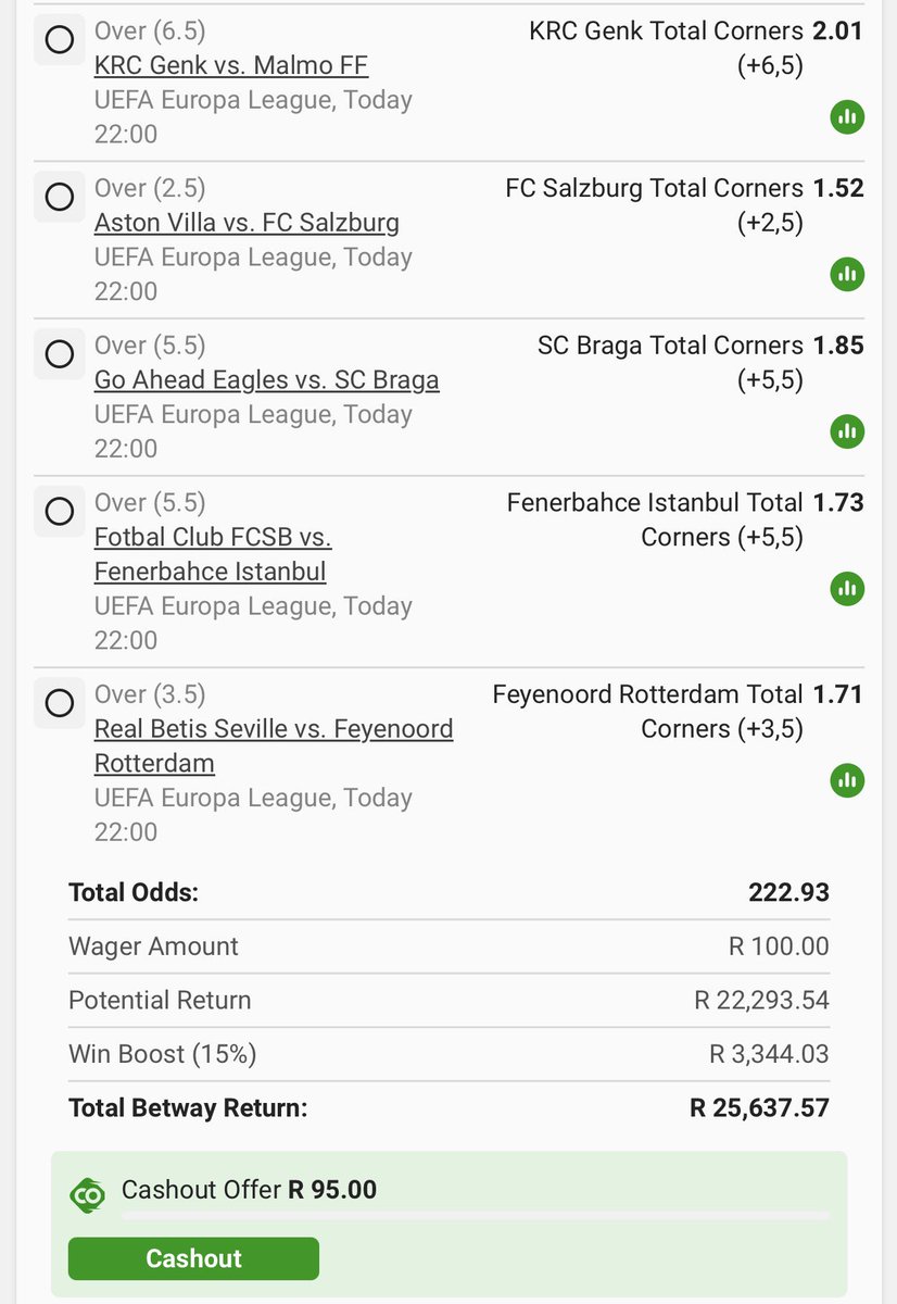 LindaIzKing's tweet photo. Team Total Corners ⛳️

10 games | 222 odds

BW37041239

https://t.co/VY1qyaypeH

Repost/share for others 💥 

#Betway ⚫️ Let’s get it 🍏 https://t.co/RvV9Hm6xx2