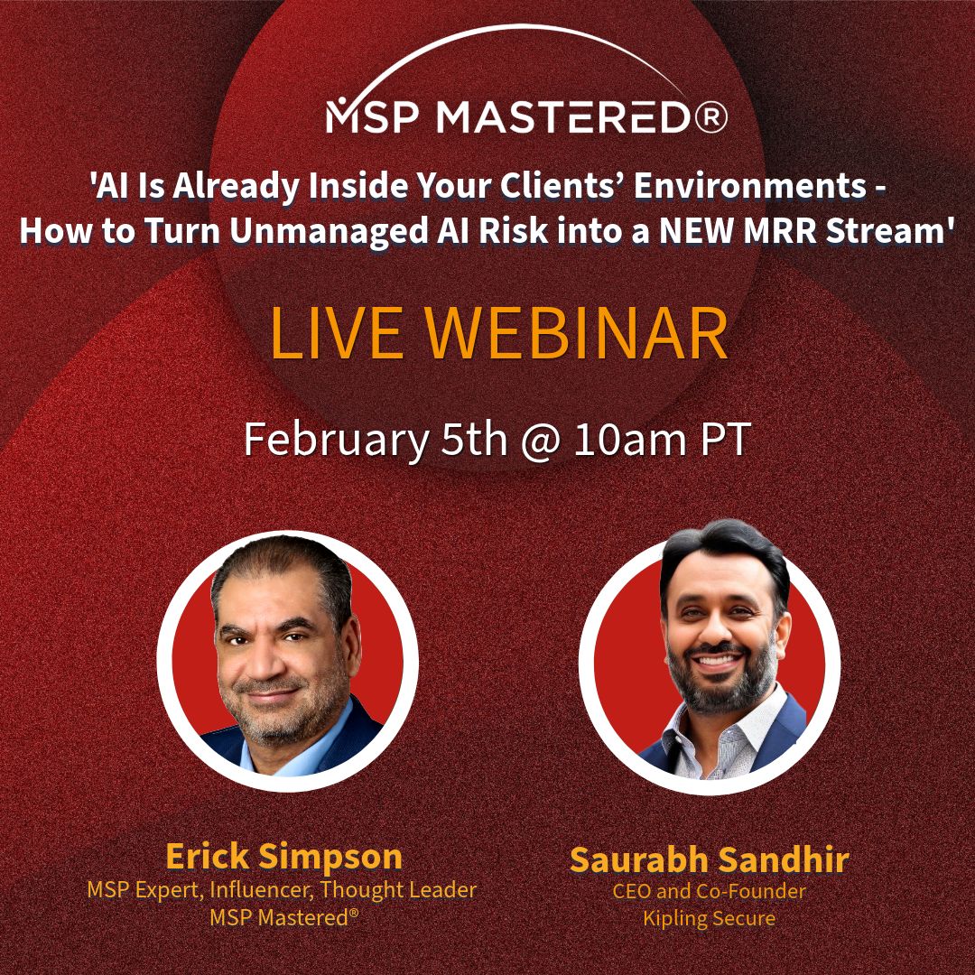 bit.ly/4a80AVH
• Sensitive data is being shared with AI tools
• AI-powered phishing and impersonation are increasing
• AI behavior often sits outside traditional security controls

📅 Thursday, February 5, 2026
⏰ 10:00 AM PT / 1:00 PM ET

#MSPMastered
