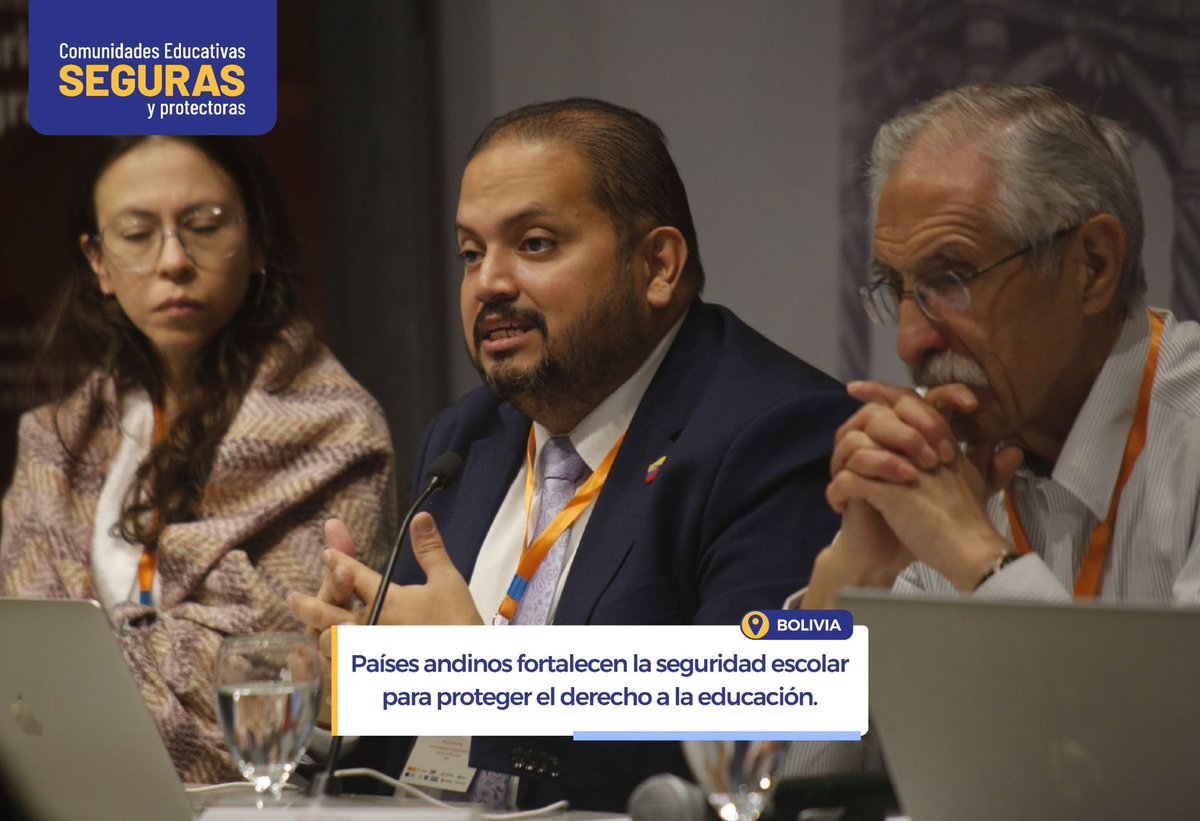 Educacion_Ec's tweet image. 📍BOLIVIA | Con el objetivo de fortalecer el derecho a la educación 📚🛡️ en la región, el viceministro Juan Carlos Rodríguez participó junto a representantes de Colombia, Perú y Bolivia 🇨🇴🇵🇪🇧🇴 en la primera jornada del Foro Subregional Andino de #SeguridadEscolar. 🏫🤝

El