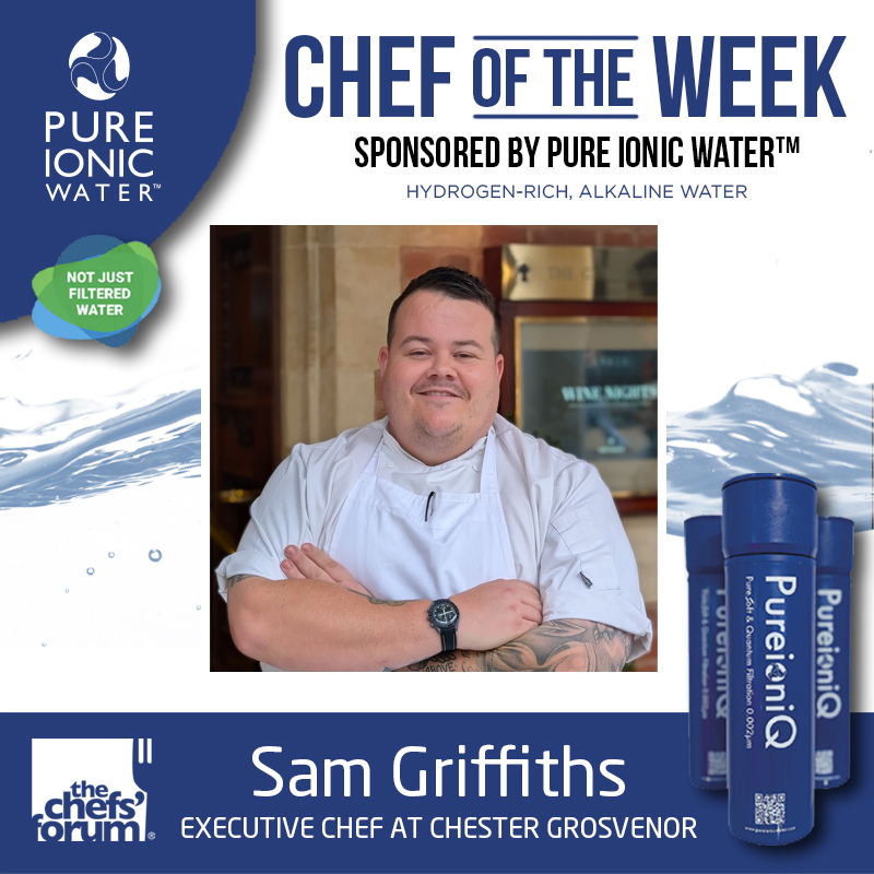 thechefsforum's tweet image. Chef of the Week sponsored by @Pureionicwater: @theSamGriffiths Executive Chef @TheGrosvenor - He admires @Adambyatt - He can't cook without butter, vinegars, and salt - He can't live without his small crank handle palette knife! #readmore:thechefsforum.co.uk/chef-of-the-we… #yeschef