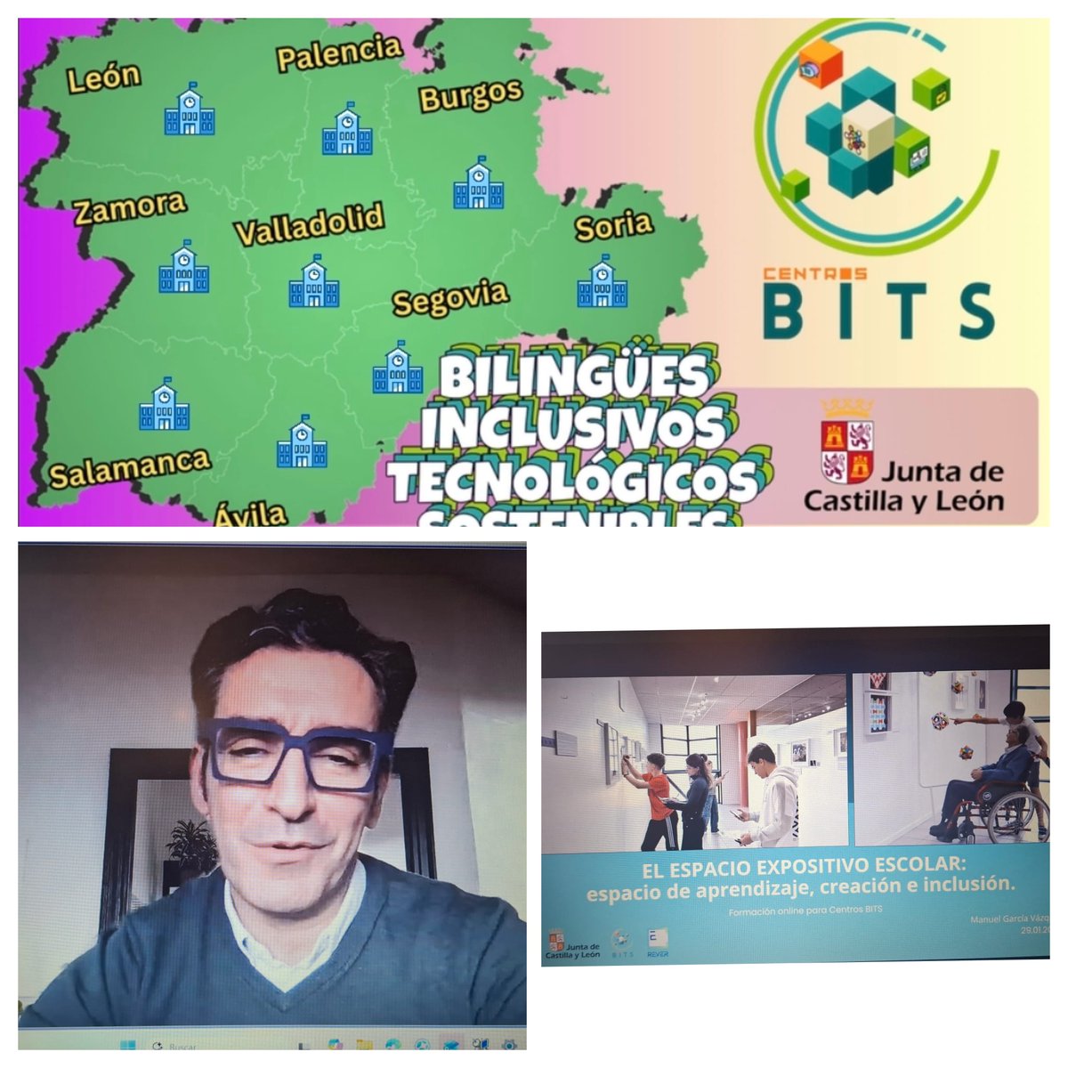 CentrosBITS_CyL's tweet photo. Primera reunión informativa y formativa con los 58 #CentrosBITS de @educacyl con una charla inspiradora de @manuel_ezia "El espacio expositivo escolar: espacio de aprendizaje, creación e inclusión"
📚🎨💙
#SomosBITS #InnovaciónEducativa https://t.co/hOivieqGfT