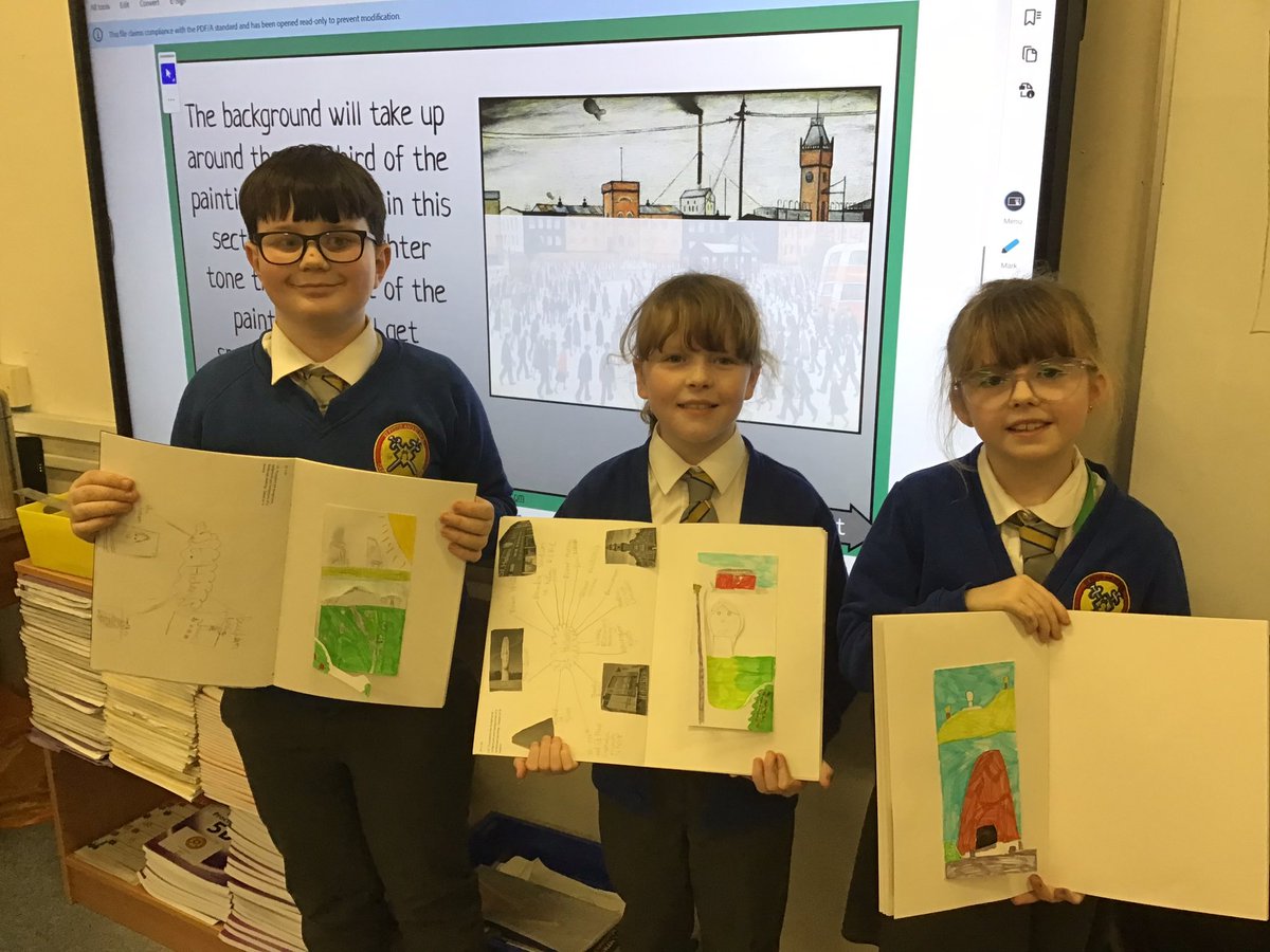 In art, we explored foreground, mid ground and backgrounds. We used Lowry’s paintings as our starting point and then developed our own pieces based on landmarks in St Helens.

<a href="/StPPPrimary/">St Peter & St Paul Catholic Primary School</a>