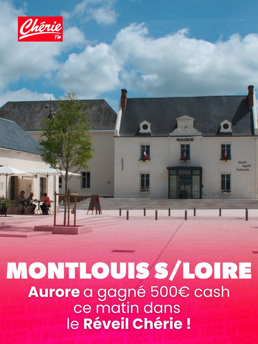 Aurore de Montlouis-sur-Loire a remporté ce matin 500€ cash dans le #RéveilChérie💶
Pour gagner jusqu'à 10.000€ Cash❓
Envoyez dès maintenant "RÉVEIL" par SMS au 7 10 12* et rendez-vous demain à 7h20 et 8h20 sur Chérie FM Val de Loire 😋
*0.75 € TTC par message + prix du SMS