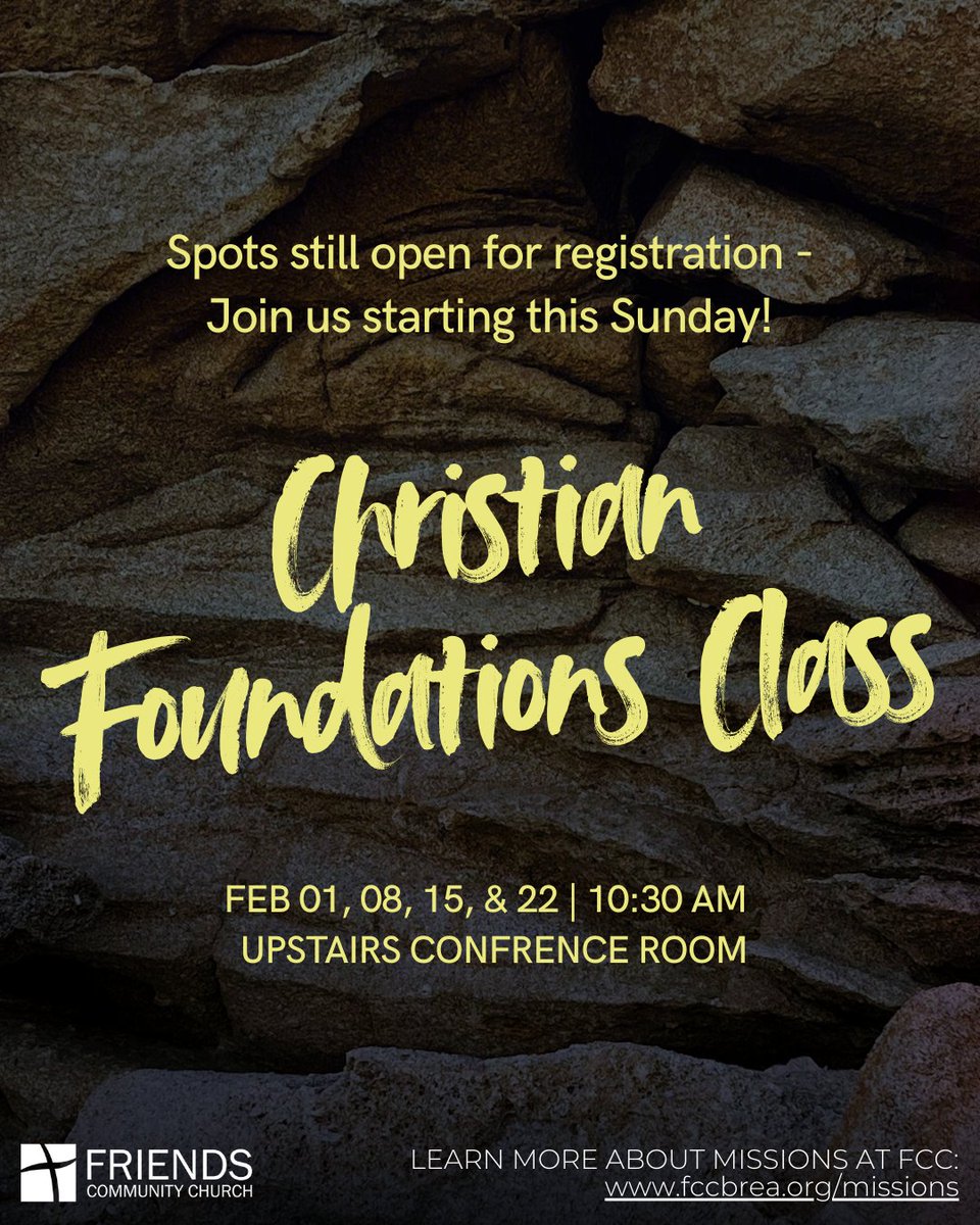 Are you new to Christianity? Just want to learn more about the basics of our faith? Join us for a 4-week class for people who would like to learn or better understand the foundational beliefs of the Christian faith. ✝️ Fill out the interest form today: ow.ly/gMBU50Y5xzz
