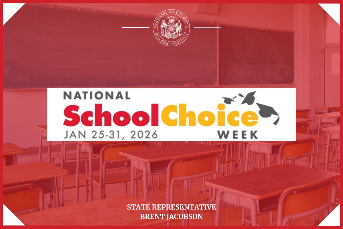 Rep_Jacobson's tweet image. Happy National School Choice Week! Wisconsin families deserve access to the right fit for their child's education. Whether that's a public, private, or charter school, or even homeschooling, school choice ensures parents can find the approach that works best for their kids!