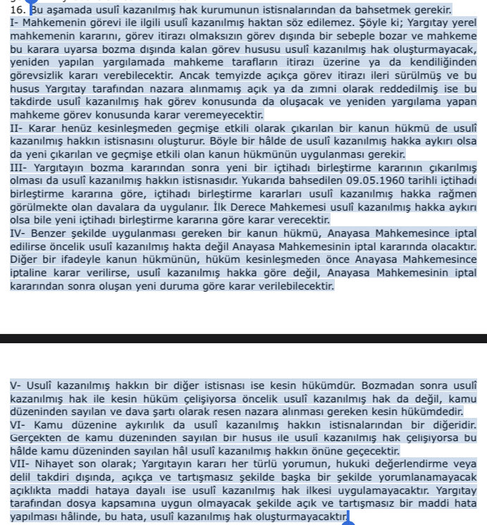 -YARGITAY HUKUK GENEL KURULU GÜNCEL KARAR-
Yargısal ve bilimsel içtihatlarda “usulî kazanılmış hak” ya da “usulî müktesep hak” olarak adlandırılan ilkenin istisnaları(Yargıtay Hukuk Genel Kurulu 2024/748 Esas,2025/683 Karar ve 05.11.2025 Tarihli Kararı)
